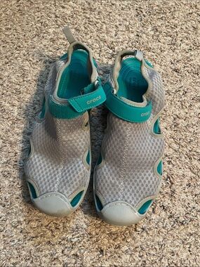 CROCS Gray and Teal Water-Friendly Sneakers